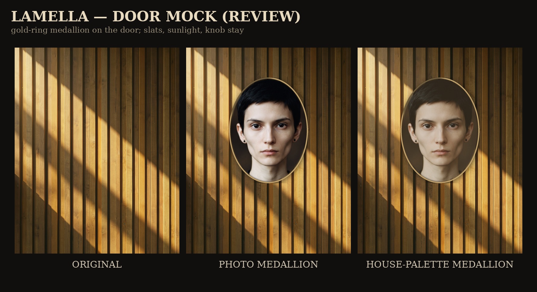Lamella door portrait mock
