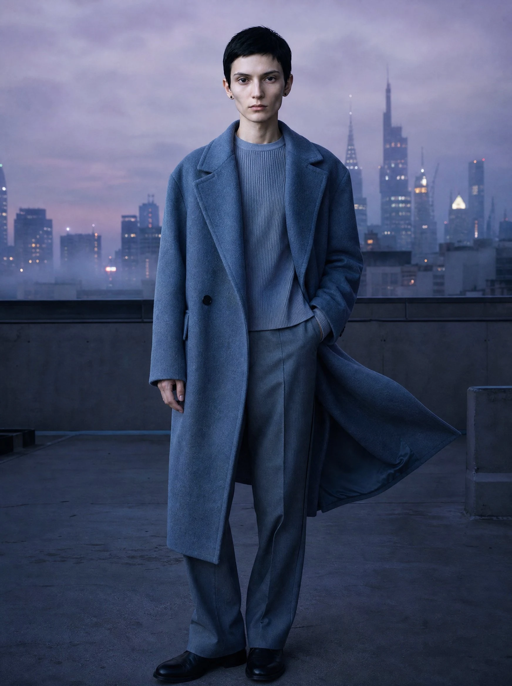 Dusty blue, rooftop dawn