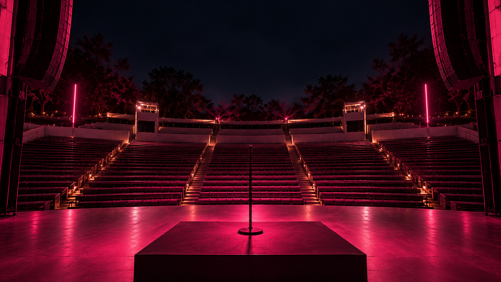 Concert venue — the empty audience bowl seen from the stage
