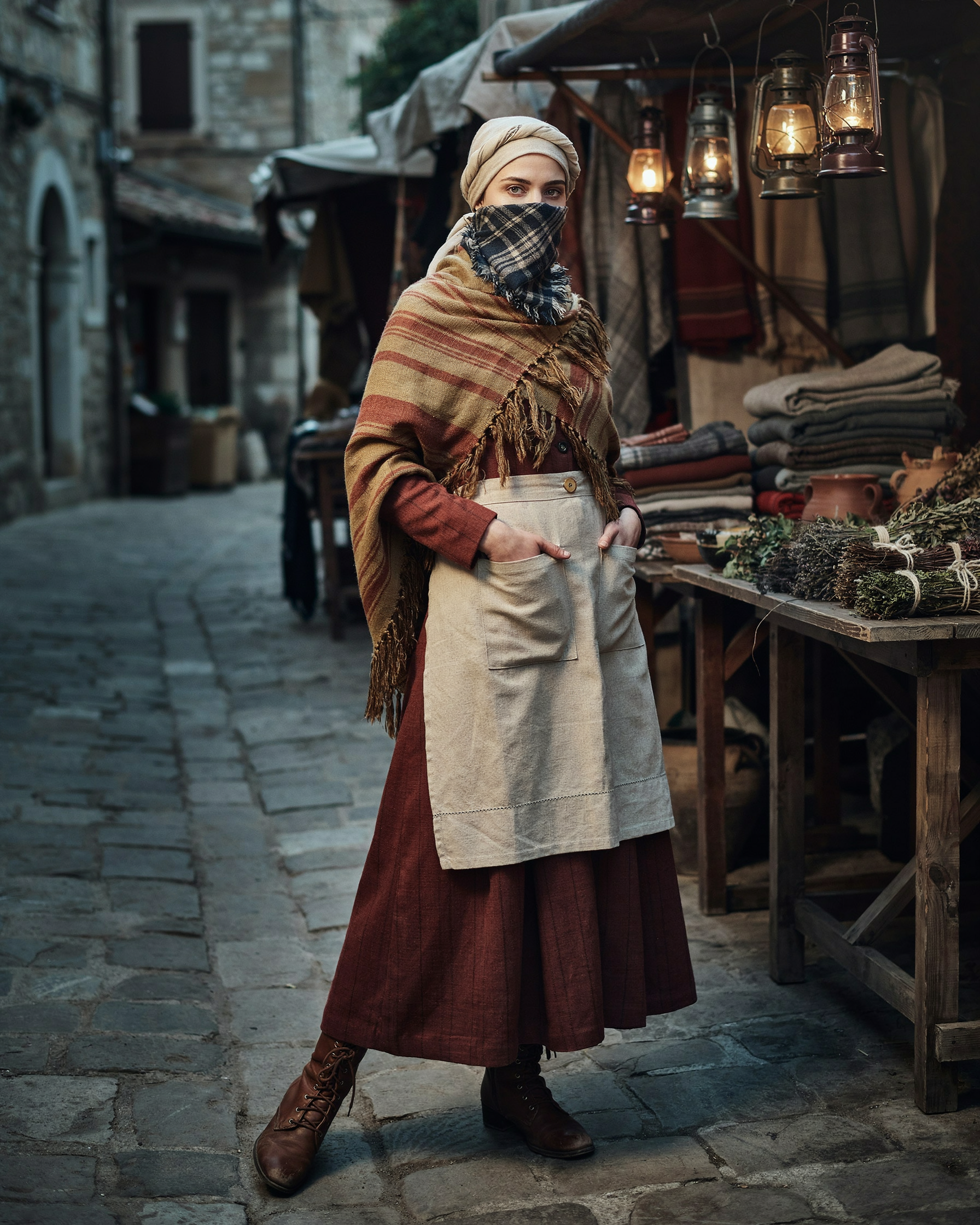 Look 4 — The Stall at Midnight (Market Woman)